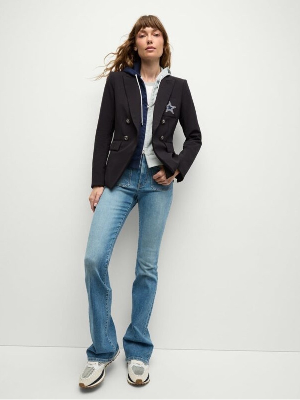 Veronica Beard Navy Double-Breasted Blazer with Hood Dallas Cowboys NFL - Picture 12 of 13
